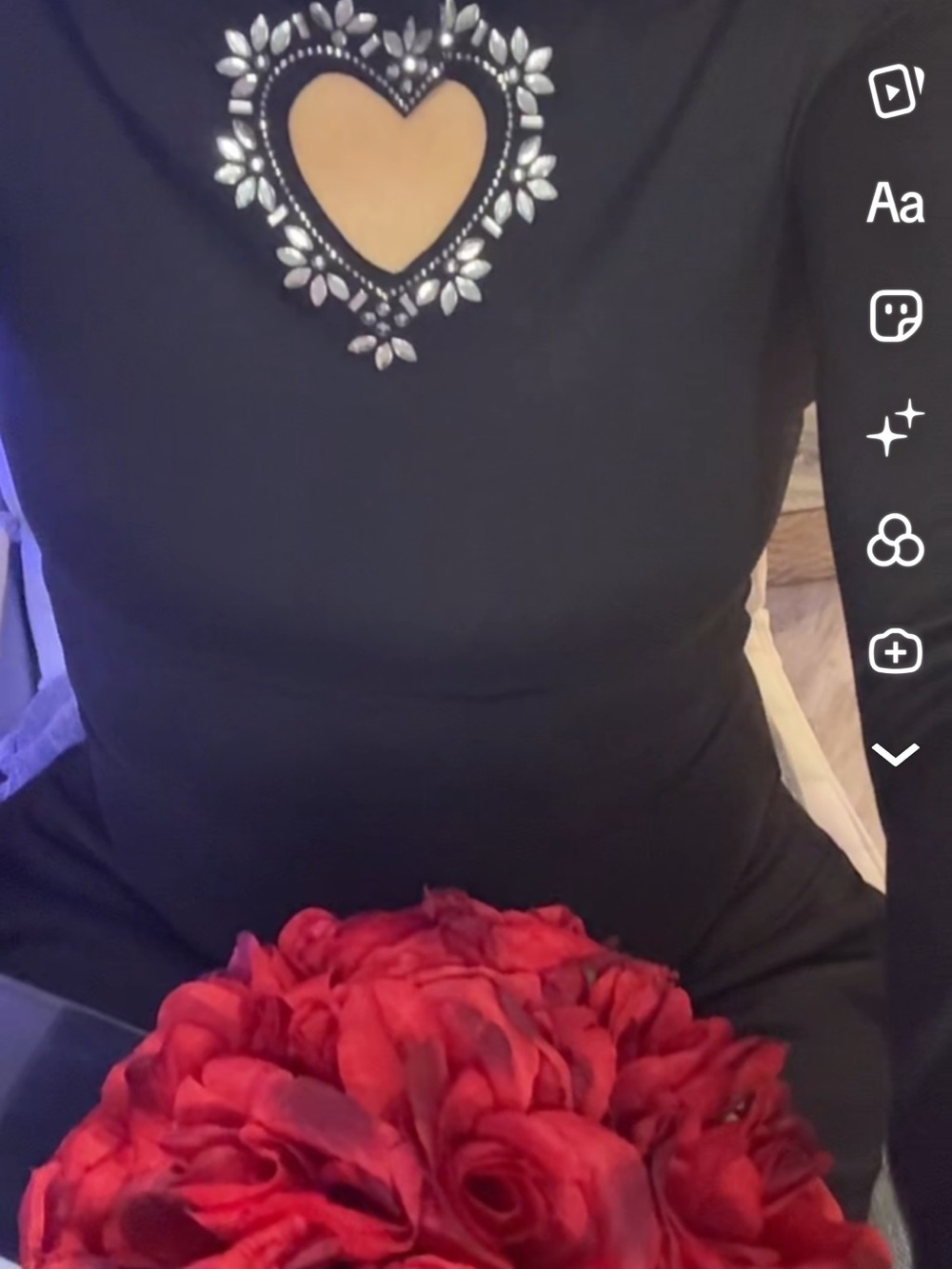 Black Heart Cutout Long-Sleeve Dress with Embellished Neckline